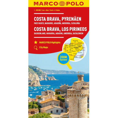 MARCO POLO Regionalkarte Costa Brava, Pyrenäen 1:300.000