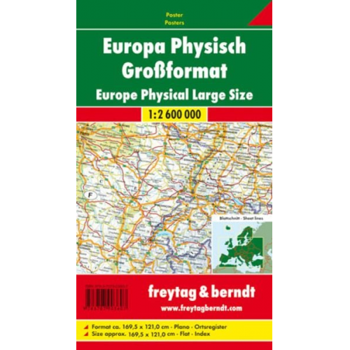 Europa physisch Großformat 1:2,6 Mill. LZ bis 2017