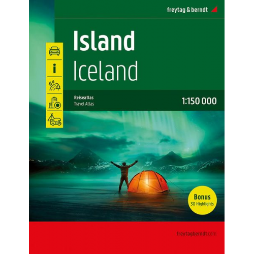 Island Reiseatlas, Autoatlas 1:150.000, Spiralbindung, freytag & berndt
