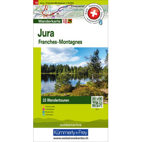 Kümmerly+Frey Wandertourenkarte 15 Jura 1:50.000