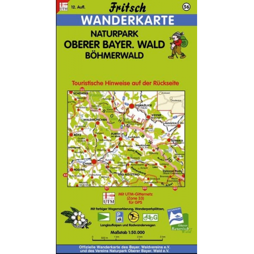 Naturpark Oberer Bayerischer Wald / Böhmerwald 1 : 50 000. Fritsch Wanderkarte