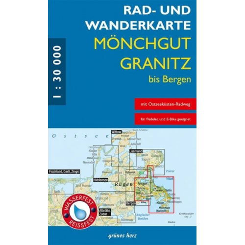 Rad- und Wanderkarte Mönchgut, Granitz, bis Bergen