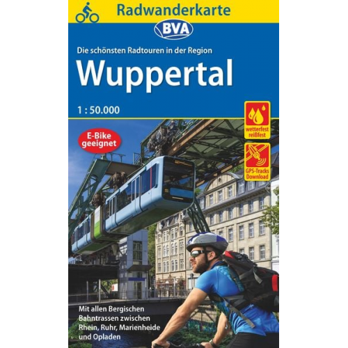 Radwanderkarte BVA Die schönsten Radtouren in der Region Wuppertal, 1:50.000, reiß- und wetterfest, GPS-Tracks Download, E-Bike geeignet