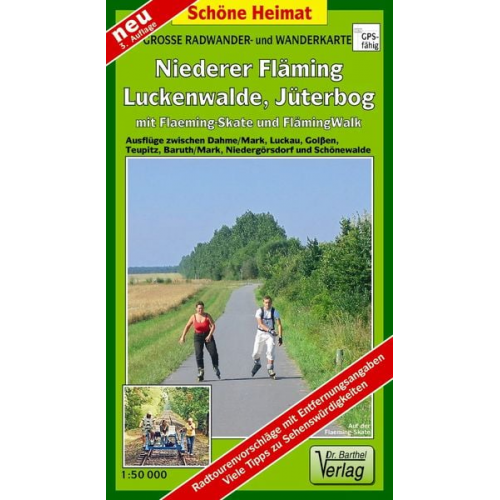 Verlag Barthel - Große Radwander- und Wanderkarte Niederer Fläming, Luckenwalde, Jüterbog, mit Flaeming-Skate® und FlämingWalk® 1 : 50 000