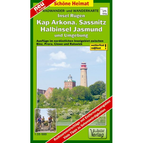 Verlag Barthel - Rügen, Kap Arkona, Sassnitz, Halbinsel Jasmund und Umgebung Radwander- und Wanderkarte 1 : 35 000