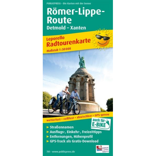 Radwanderkarte Römer-Lippe-Route, Detmold - Xanten 1 : 50 000