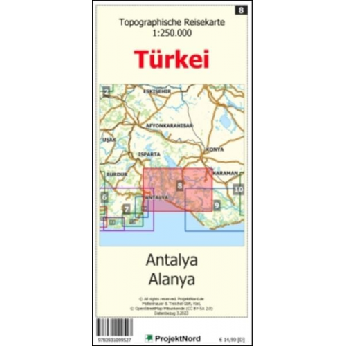 Jens Uwe Mollenhauer - Antalya - Alanya - Topographische Reisekarte 1:250.000 Türkei (Blatt 8)