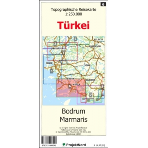 Jens Uwe Mollenhauer - Bodrum - Marmaris - Topographische Reisekarte 1:250.000 Türkei (Blatt 6)