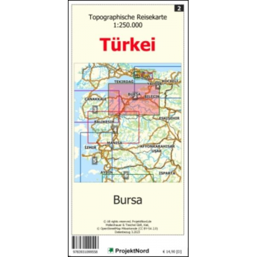 Jens Uwe Mollenhauer - Bursa - Topographische Reisekarte 1:250.000 Türkei (Blatt 2)