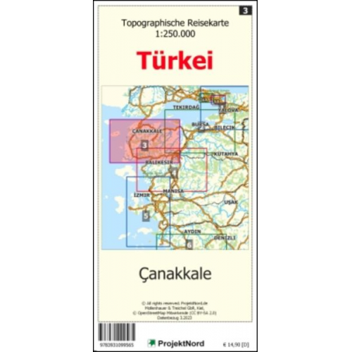 Jens Uwe Mollenhauer - Canakkale - Topographische Reisekarte 1:250.000 Türkei (Blatt 3)