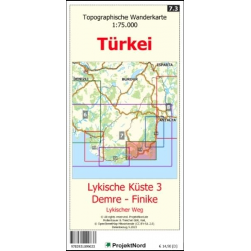 Jens Uwe Mollenhauer - Lykische Küste 3 - Demre - Finike - Lykischer Weg - Topographische Wanderkarte 1:75.000 Türkei (Blatt 7.3)