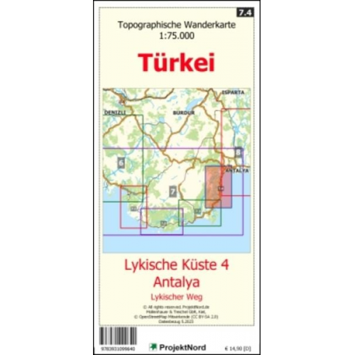 Jens Uwe Mollenhauer - Lykische Küste 4 - Antalya - Lykischer Weg - Topographische Wanderkarte 1:75.000 Türkei (Blatt 7.4)