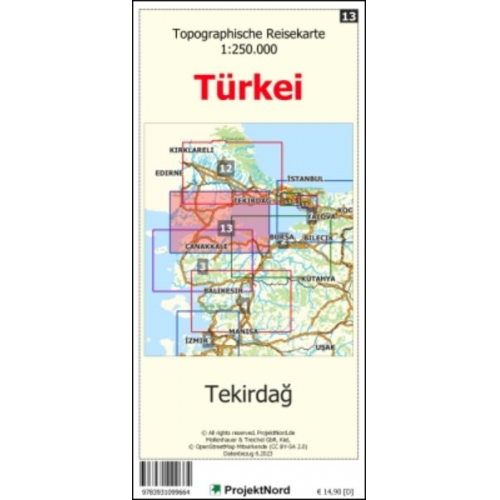 Jens Uwe Mollenhauer - Tekirdag - Topographische Reisekarte 1:250.000 Türkei (Blatt 13)