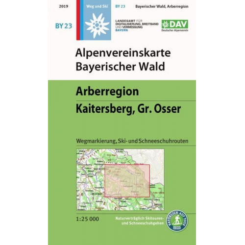 Alpenvereinskarte Bayerischer Wald, Arberregion, Kaitersberg, Osser 1:25 000