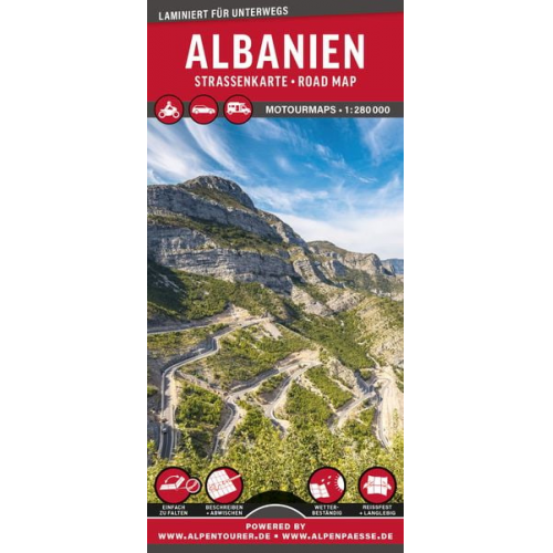 MoTourMaps Albanien Auto- und Motorradkarte 1:280.000