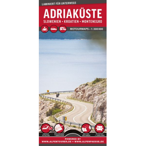 MoTourMaps Adriaküste Slowenien . Kroatien . Montenegro Auto- und Motorradkarte 1:300.000