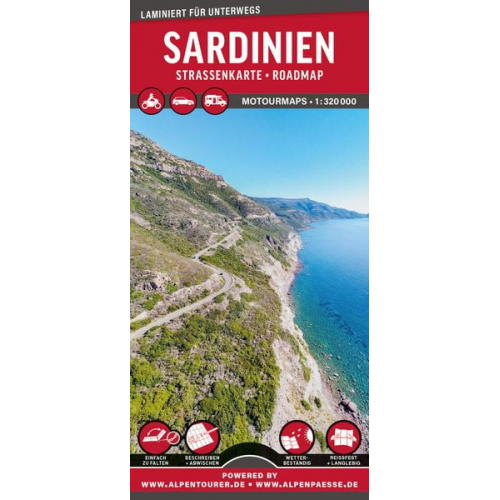 MoTourMaps Sardinien Auto- und Motorradkarte 1:330.000