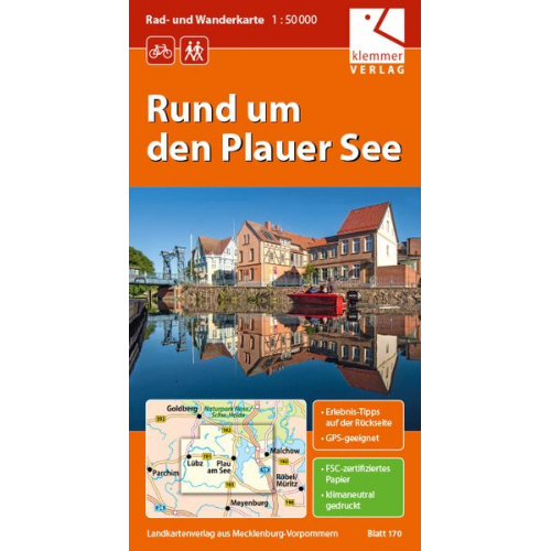 Rund um den Plauer See 1 : 50 000 Rad- und Wanderkarte