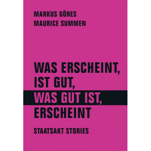 Markus Göres Maurice Summen - Was erscheint, ist gut, was gut ist, erscheint