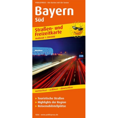 Bayern-Süd. Straßen- und Freizeitkarte