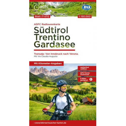 ADFC-Radtourenkarte IT-STG Südtirol, Trentino, Gardasee 1:150.000, reiß- und wet