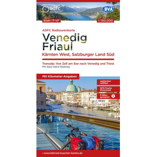 ADFC-Radtourenkarte IT-VF Venedig, Friaul - Kärnten West, Salzburger Land Süd, 1