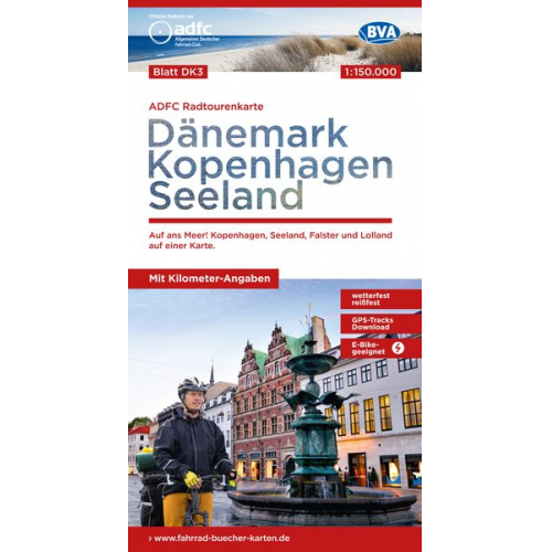 ADFC-Radtourenkarte DK3 Dänemark/Kopenhagen/Seeland 1:150.000, reiß- und wetterf