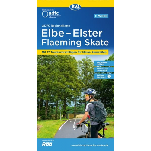 ADFC-Regionalkarte Elbe-Elster-Flaeming Skate, 1:75.000, reiß- und wetterfest, mit kostenlosem GPS-Download der Touren via BVA-website oder Karten-App