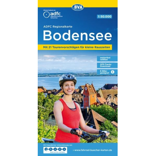 ADFC-Regionalkarte Bodensee, 1:50.000, reiß- und wetterfest, mit kostenlosem GPS-Download der Touren via BVA-website oder Karten-App