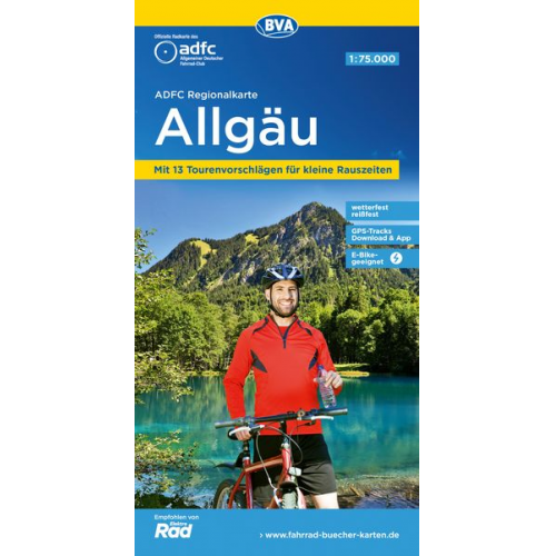 ADFC-Regionalkarte Allgäu 1:75.000, mit Tagestourenvorschlägen, reiß- und wetterfest, E-Bike-geeignet, GPS-Tracks-Download