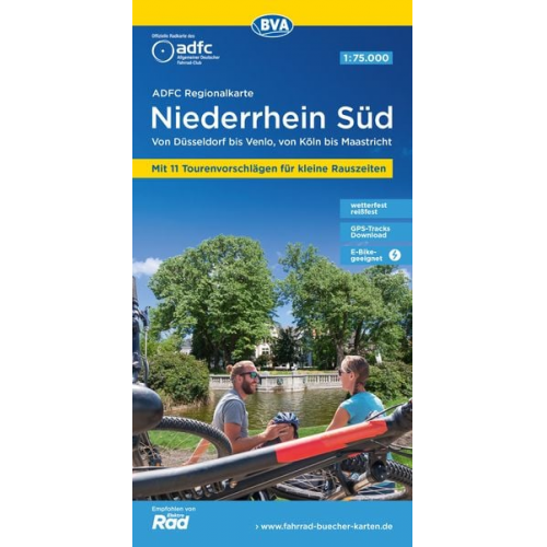 ADFC-Regionalkarte Niederrhein Süd 1:75.000, mit Tagestourenvorschlägen, reiß- und wetterfest, E-Bike-geeignet, mit Knotenpunkten, GPS-Tracks-Download