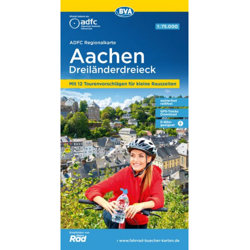 ADFC-Regionalkarte Aachen Dreiländereck, 1:75.000, reiß- und wetterfest, mit kostenlosem GPS-Download der Touren via BVA-website oder Karten-App