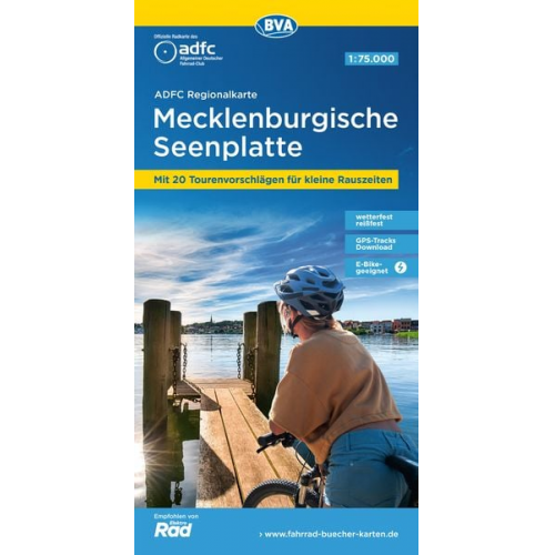 ADFC-Regionalkarte Mecklenburgische Seenplatte 1:75.000, reiß- und wetterfest, mit kostenlosem GPS-Download der Touren via BVA-website oder Karten-App