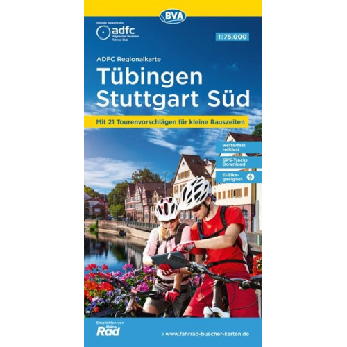 ADFC-Regionalkarte Tübingen - Stuttgart Süd, 1:75.000, reiß- und wetterfest,mit kostenlosem GPS-Download der Touren via BVA-website oder Karten-App