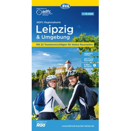 ADFC-Regionalkarte Leipzig und Umgebung, 1:75.000, mit Tagestourenvorschlägen, reiß- und wetterfest, E-Bike-geeignet, GPS-Tracks Download