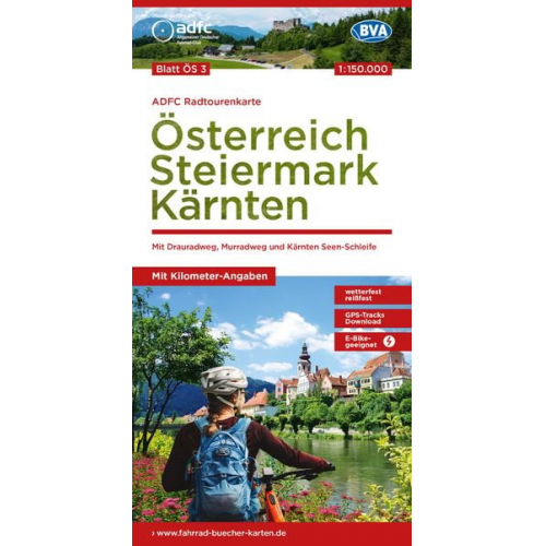 ADFC-Radtourenkarte ÖS3 Österreich Steiermark Kärnten 1:150:000, reiß- und wette