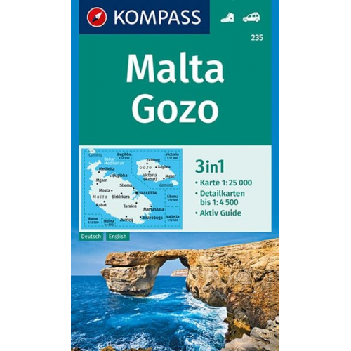 KOMPASS Wanderkarte 235 Malta, Gozo 1:25.000