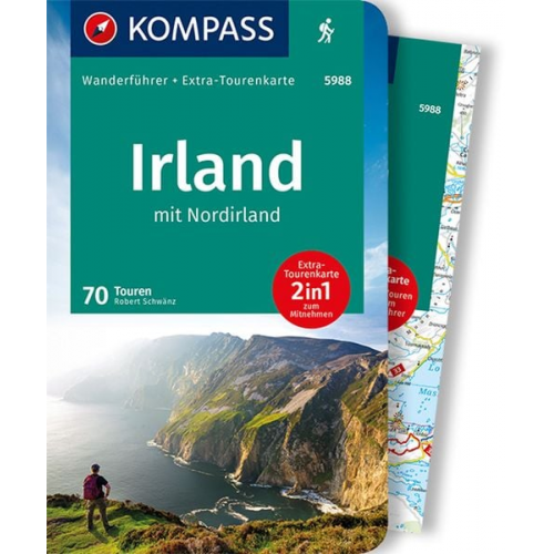 Robert Schwänz - KOMPASS Wanderführer Irland mit Nordirland, 70 Touren mit Extra-Tourenkarte