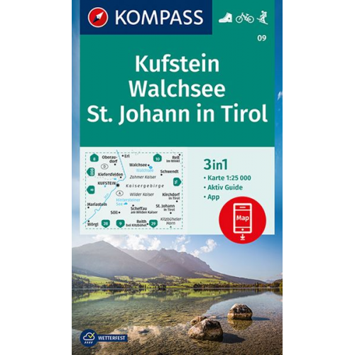 KOMPASS Wanderkarte 09 Kufstein, Walchsee, St. Johann in Tirol 1:25.000