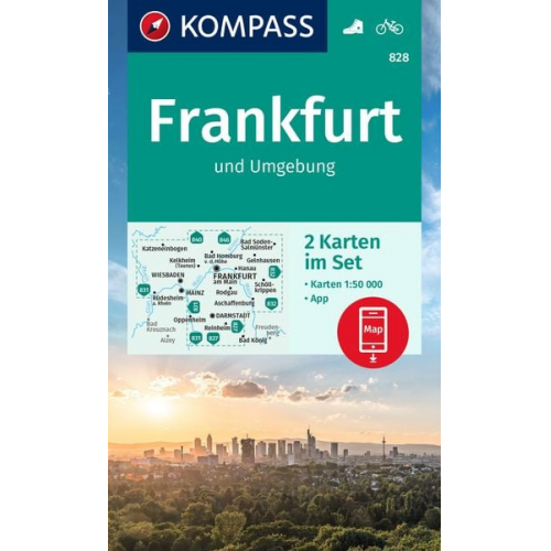 KOMPASS Wanderkarten-Set 828 Frankfurt u.Umgebung (2 Karten) 1:50.000