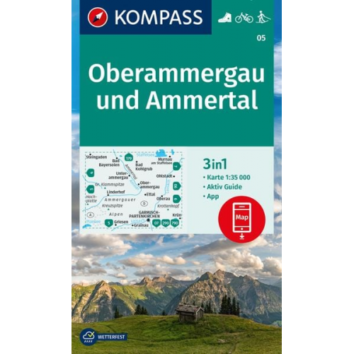 KOMPASS Wanderkarte 05 Oberammergau und Ammertal 1:35.000