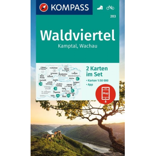 KOMPASS Wanderkarten-Set 203 Waldviertel, Kamptal, Wachau (2 Karten) 1:50.000