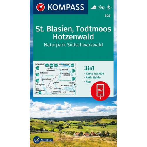 KOMPASS Wanderkarte 898 St. Blasien, Todtmoos, Hotzenwald, Naturpark Südschwarzwald 1:25.000