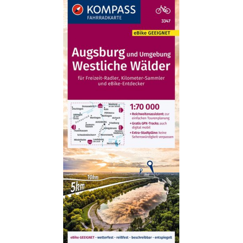 KOMPASS Fahrradkarte 3347 Augsburg und Umgebung, Westliche Wälder 1:70.000