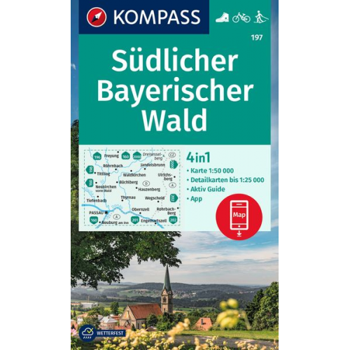 KOMPASS Wanderkarte 197 Südlicher Bayerischer Wald 1:50.000
