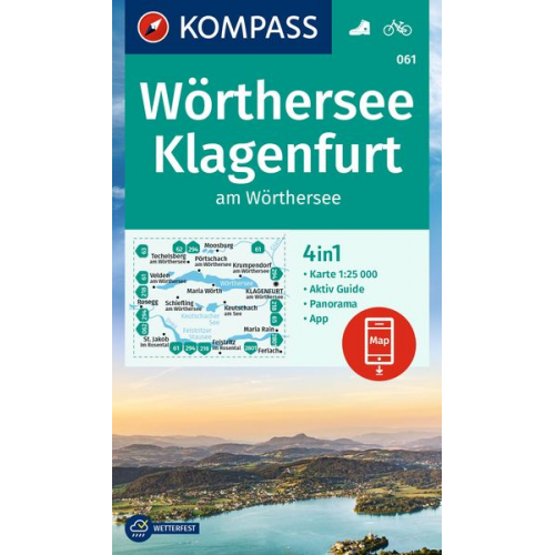 KOMPASS Wanderkarte 061 Wörthersee, Klagenfurt am Wörthersee 1:25.000