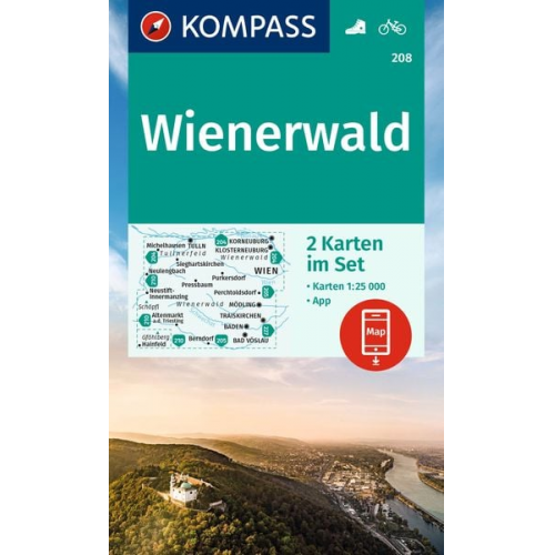 KOMPASS Wanderkarten-Set 208 Wienerwald (2 Karten) 1:25.000