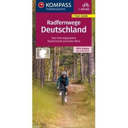 KOMPASS Radfernwegekarte Radfernwege Deutschland 1:550.000