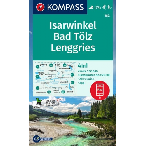 KOMPASS Wanderkarte 182 Isarwinkel, Bad Tölz, Lenggries 1:50.000