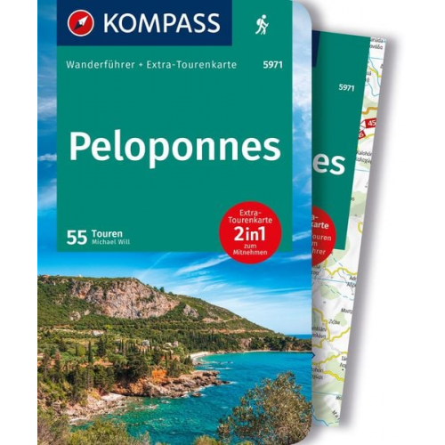 Michael Will - KOMPASS Wanderführer Peloponnes, 55 Touren mit Extra-Tourenkarte